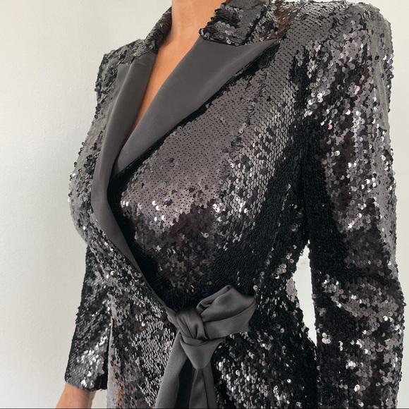 black sequin blazer dress boohoo Women's Sequin Blazer Dress in Black | Size: 6